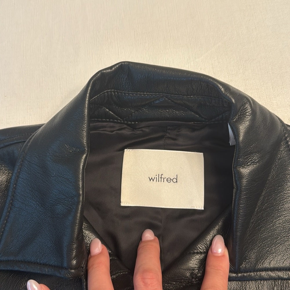 Wilfred Black Leather Button-Front Jacket NWT - image 4